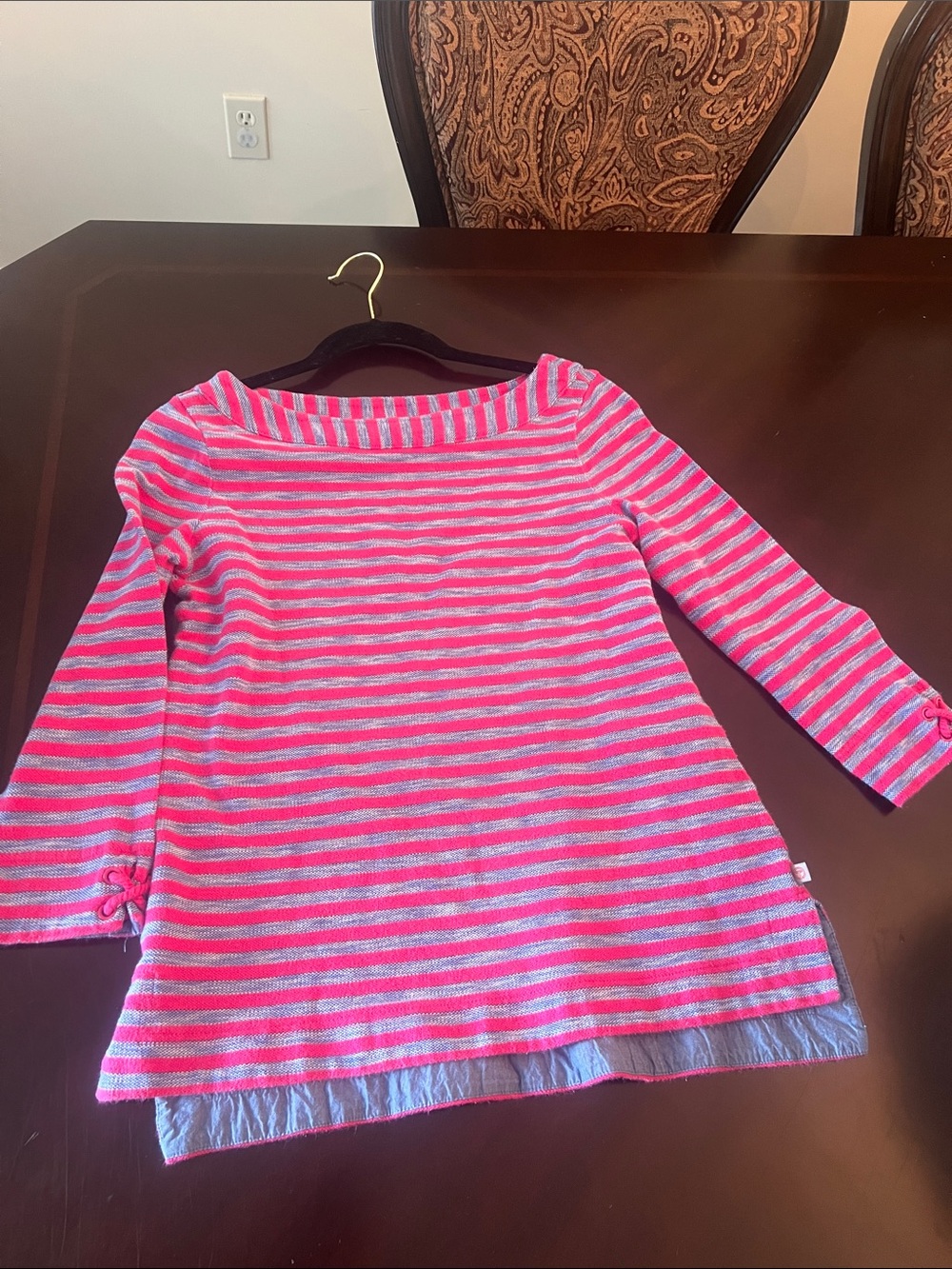 Talbots Striped Red and Gray Boatneck Women’s Top